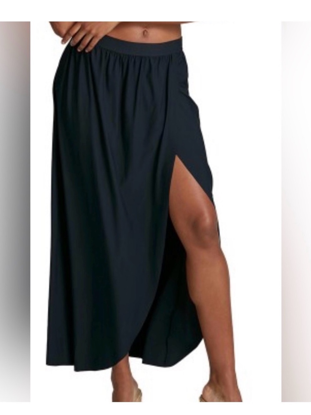 Commando side slit butter maxi skirt faux wrap Black
